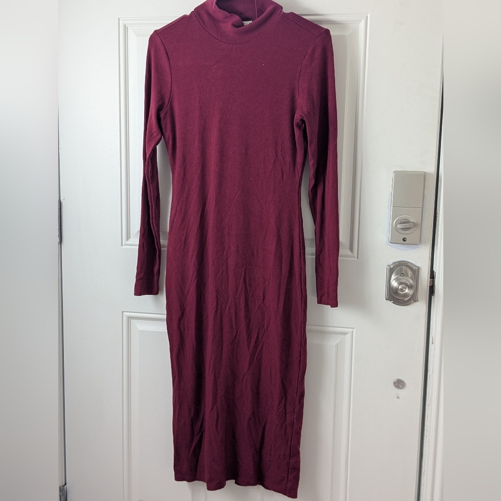 Marine Layer Deep Burgundy Long Sleeve Dress